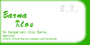 barna klos business card